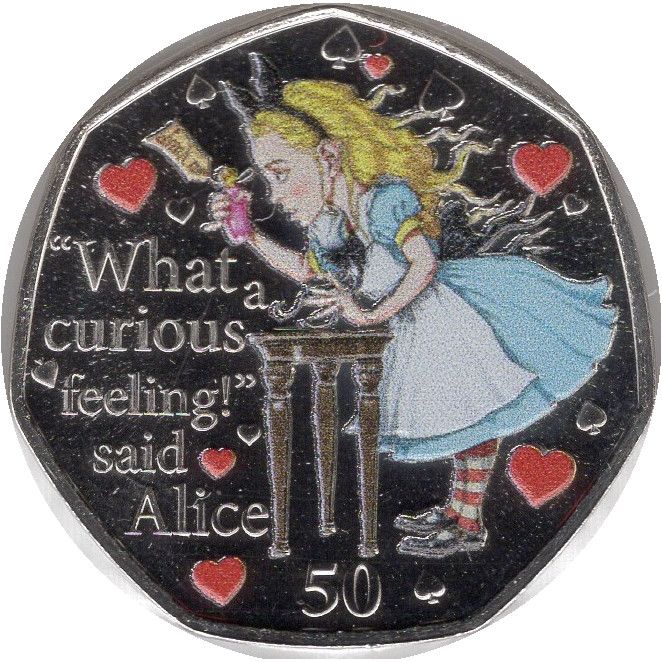 Isle of Man 50 Pence - Elizabeth II Alice; Colourised