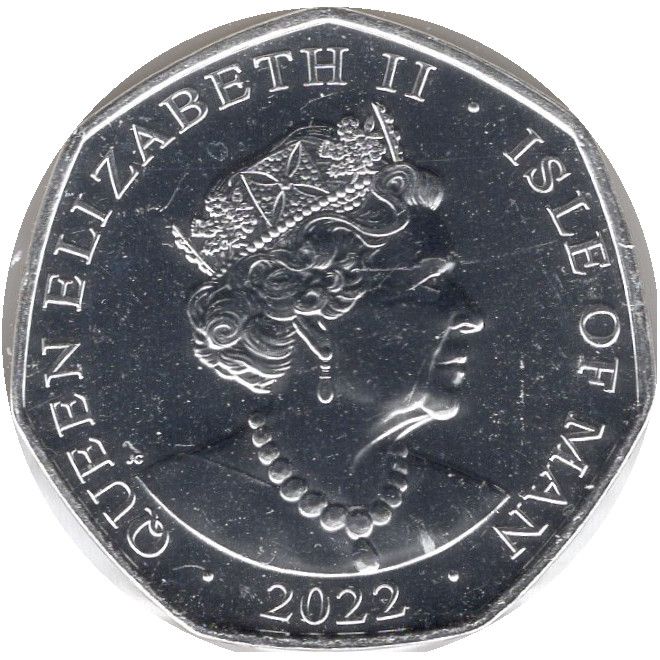 Isle of Man 50 Pence - Elizabeth II Platinum Jubilee - God Save the Queen; Silver and Gold plated obverse