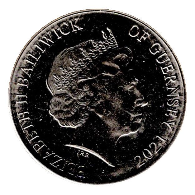 Guernsey 10 Pence - Elizabeth II Hawthorn Shieldbug; Colourised obverse