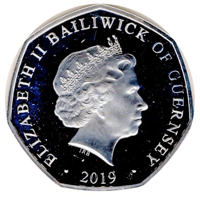 Guernsey 50 Pence - Elizabeth II Cinderella; Silver proof obverse