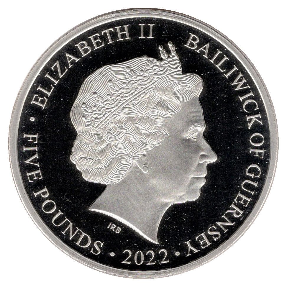 Guernsey 5 Pounds - Elizabeth II Platinum Jubilee obverse