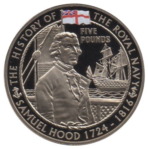 Alderney 5 Pounds - Elizabeth II 4th Portrait; Samuel Hood
