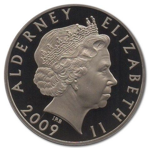 Alderney 5 Pounds - Elizabeth II Alfred the Great; 4th Portrait obverse