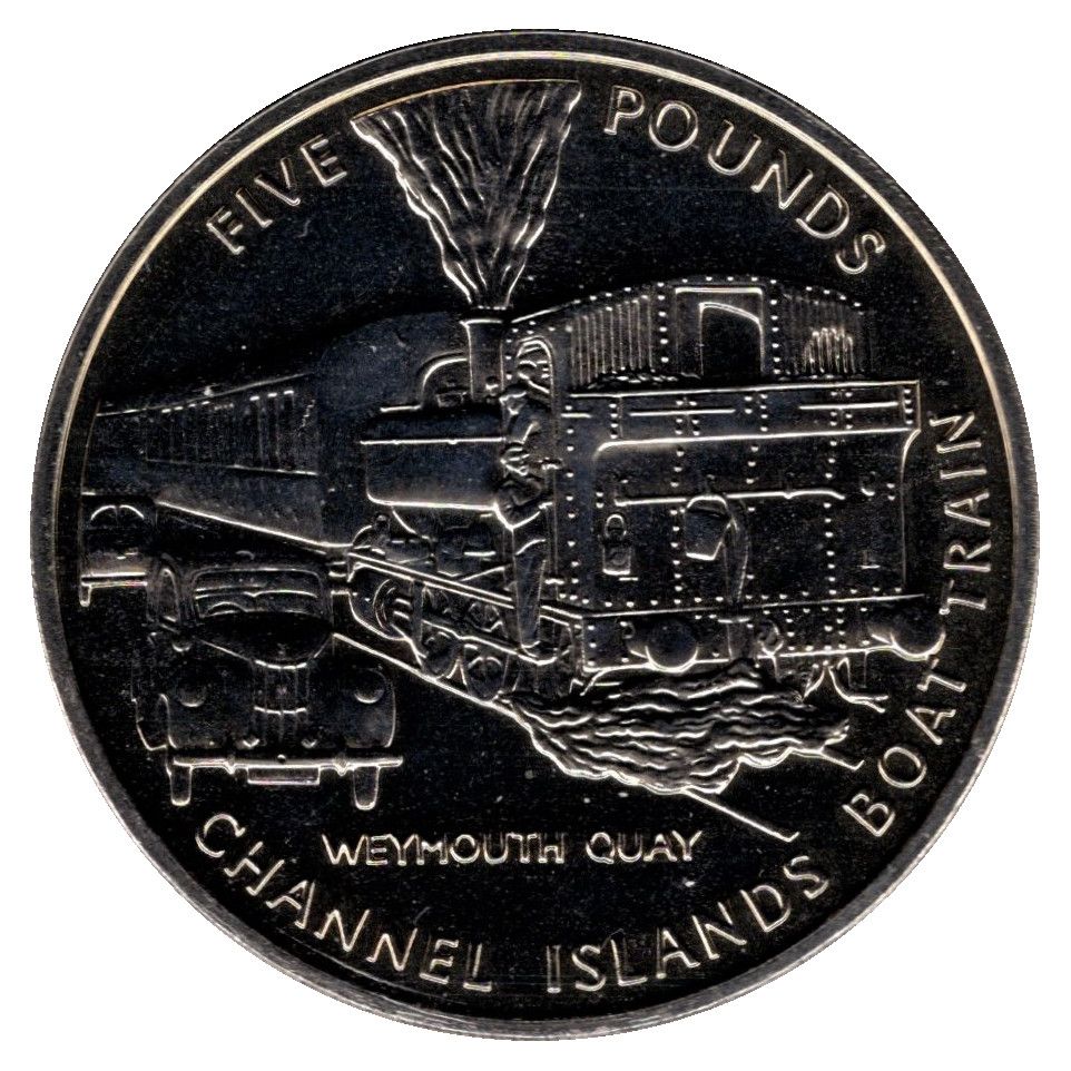 Guernsey 5 Pounds - Elizabeth II Channel Islands Boat Train