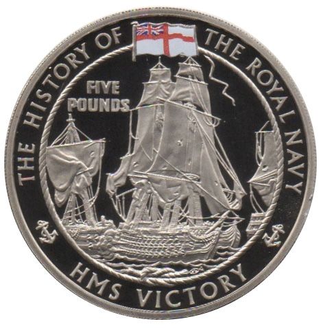 Jersey 5 Pounds - Elizabeth II Royal Navy, HMS Victory reverse