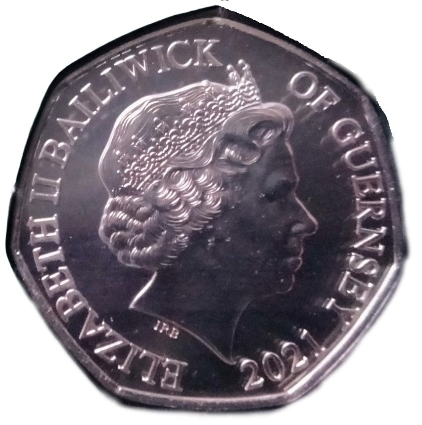 Guernsey 50 Pence - Elizabeth II Christmas Tree, coloured obverse