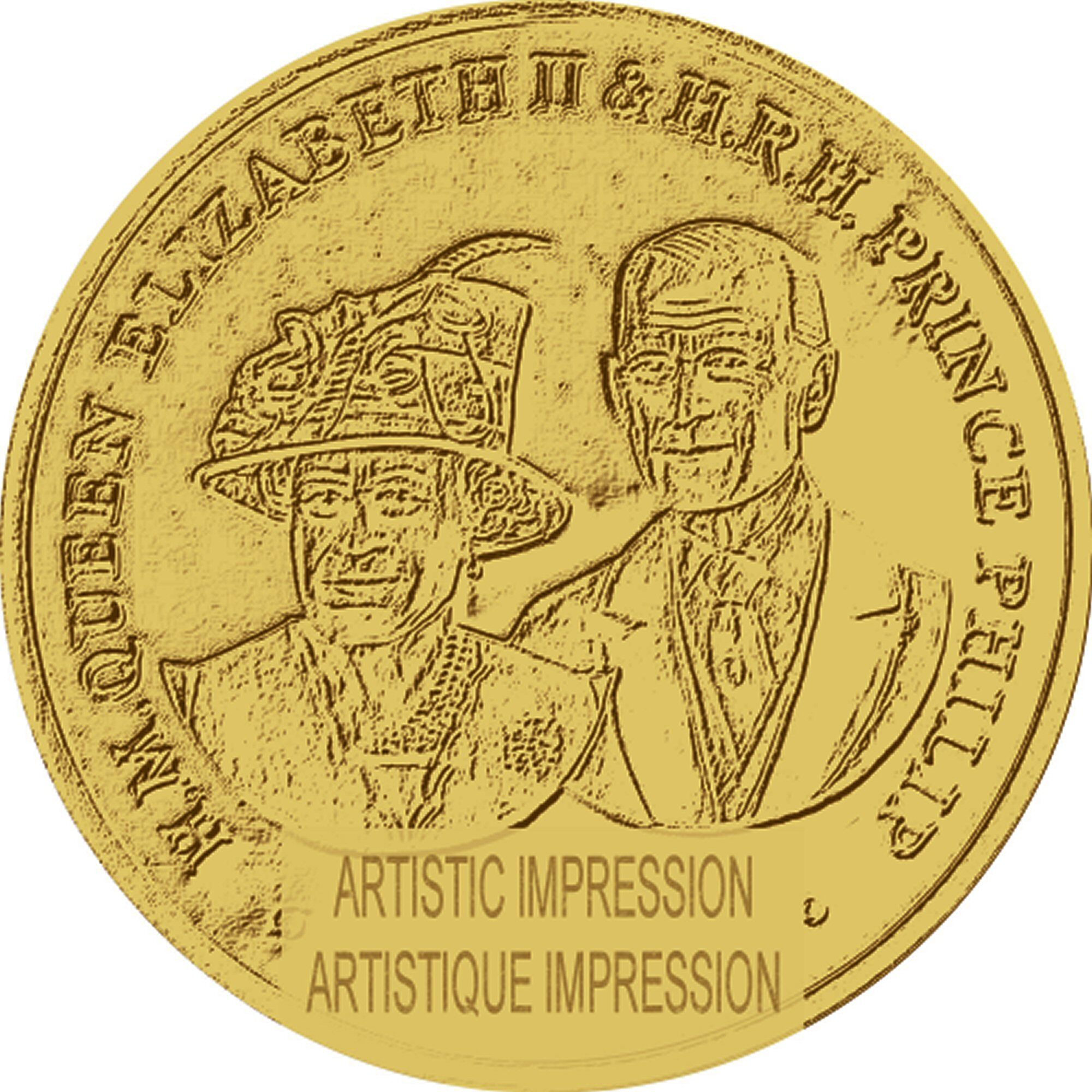 British Indian Ocean Territory 2 Pounds - Elizabeth II Elizabeth II and Prince Philip; Gold