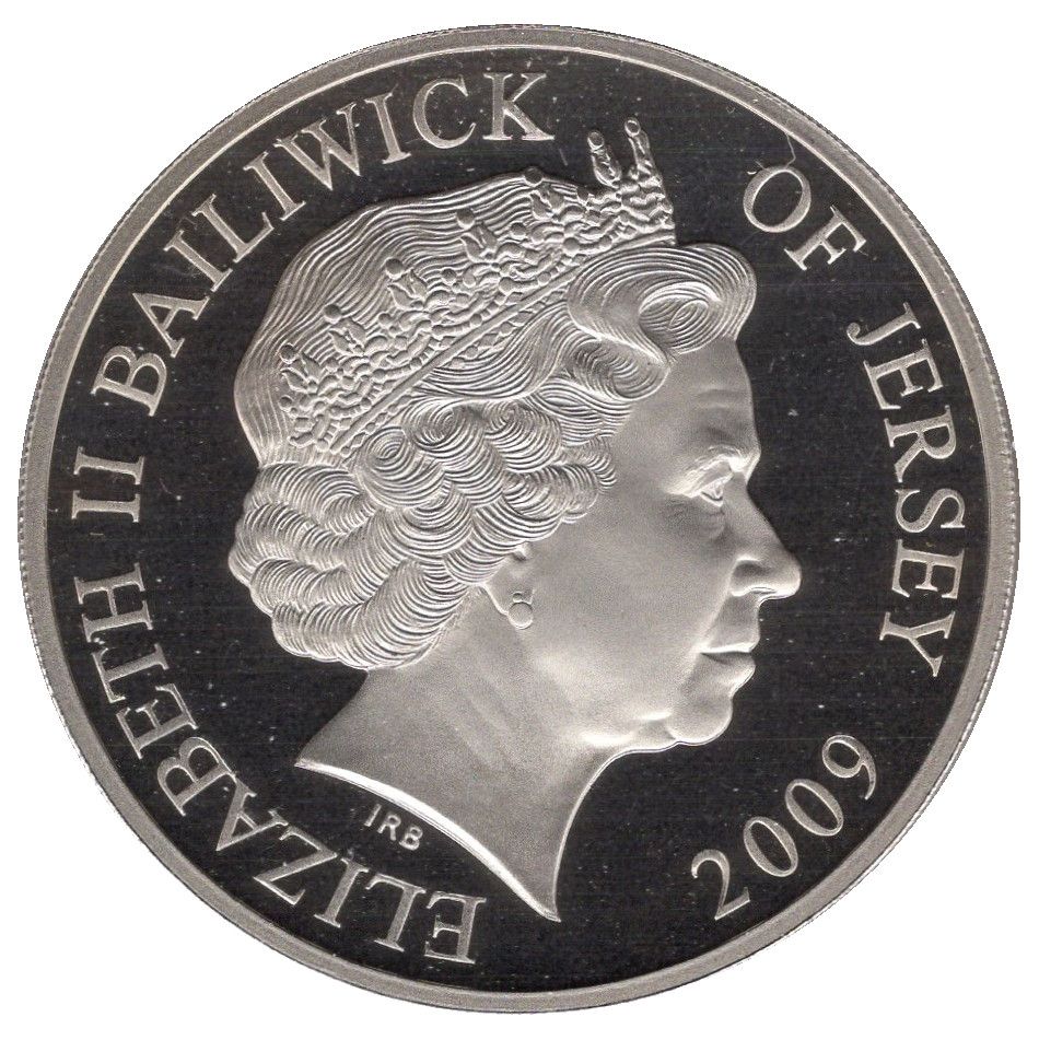 Jersey 5 Pounds - Elizabeth II Royal Navy - Francis Drake obverse