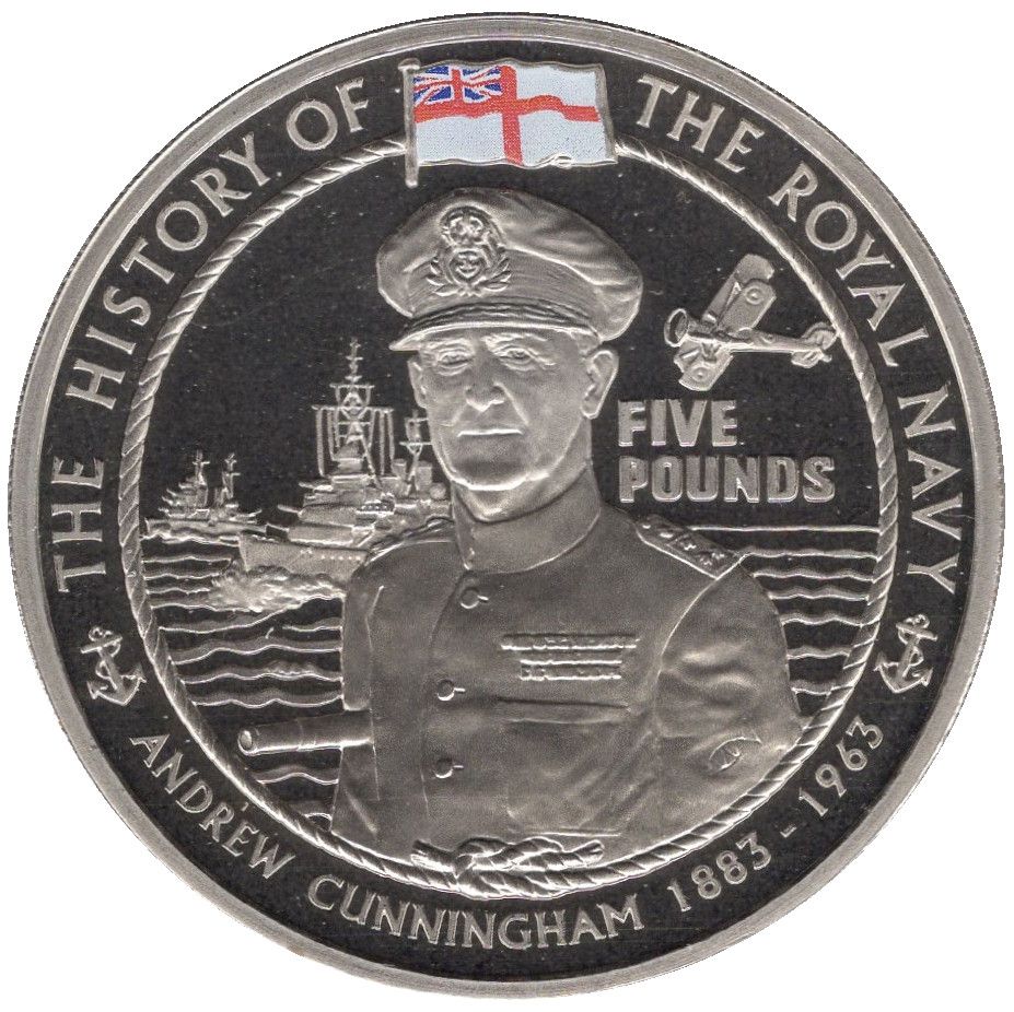 Jersey 5 Pounds - Elizabeth II Royal Navy - Andrew Cunningham reverse