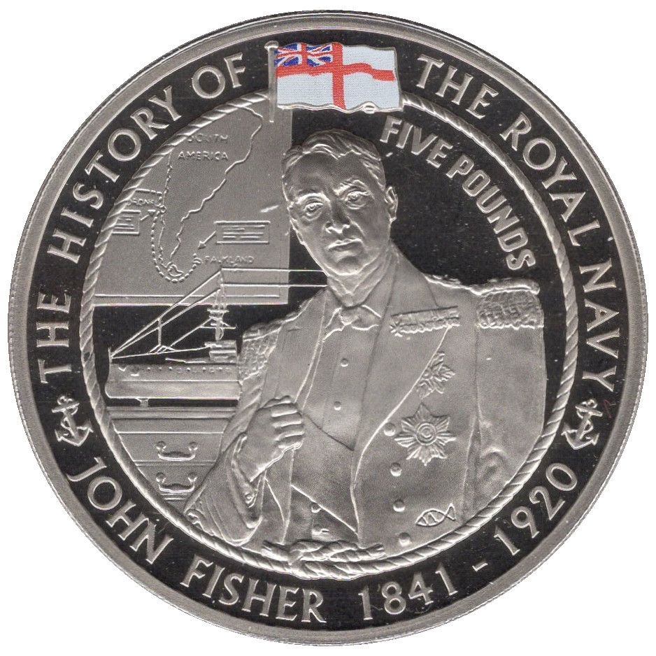 Jersey 5 Pounds - Elizabeth II Royal Navy - John Fisher reverse