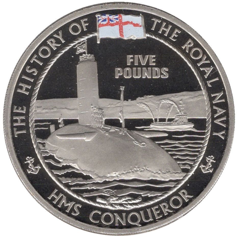 Jersey 5 Pounds - Elizabeth II Royal Navy - HMS Conqueror reverse