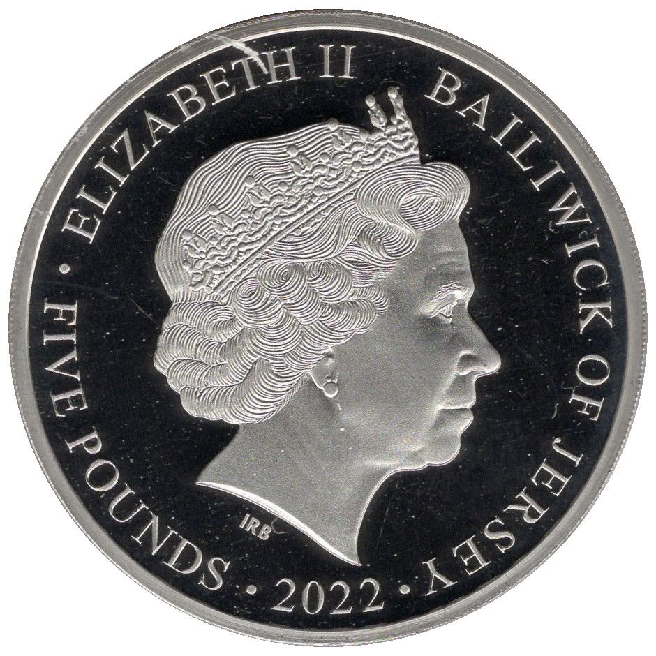 Jersey 5 Pounds - Elizabeth II Platinum Jubilee obverse