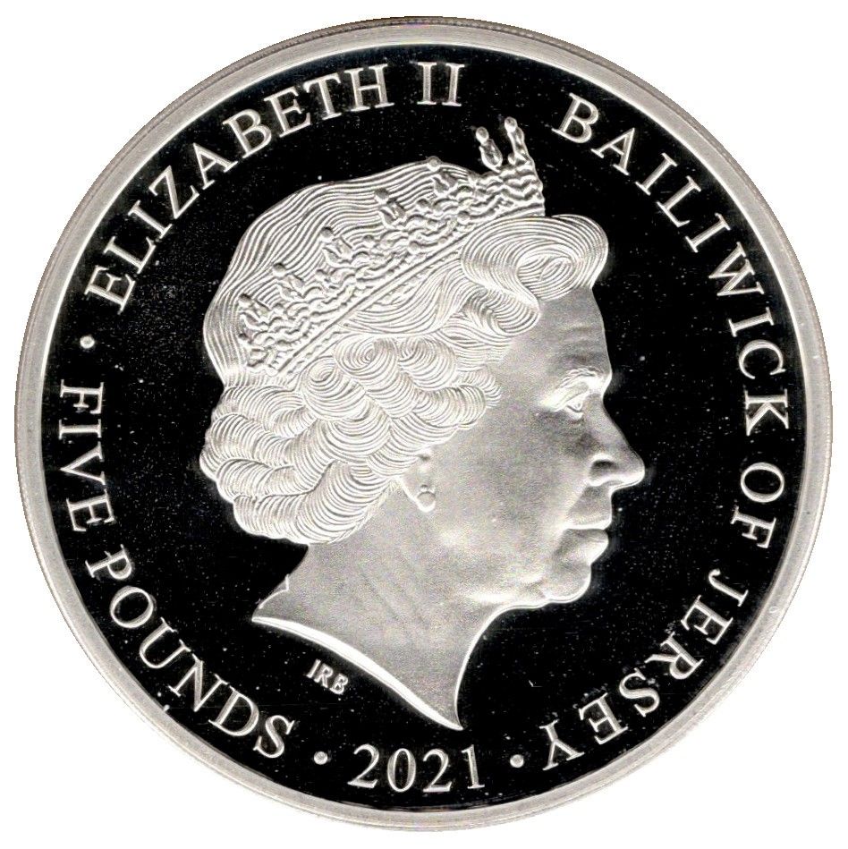 Jersey 5 Pounds - Elizabeth II Decimalisation; Silver proof obverse