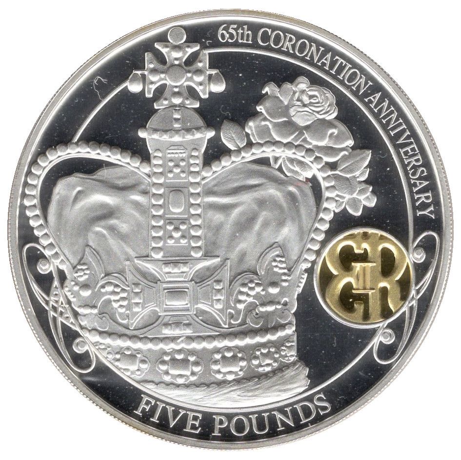 Jersey 5 Pounds - Elizabeth II 65th Anniversary of Coronation; Silver proof