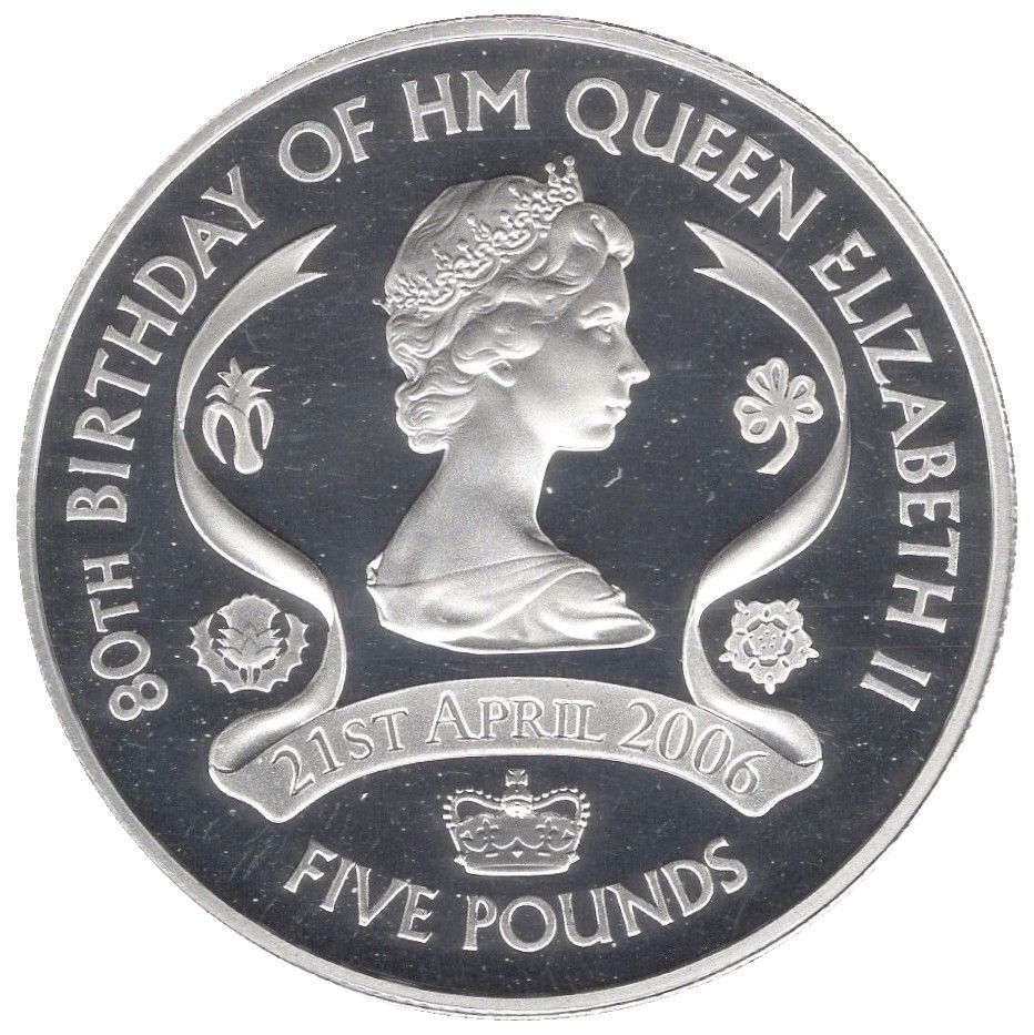 Jersey 5 Pounds - Elizabeth II 80th Birthday Queen Elizabeth II; Silver proof