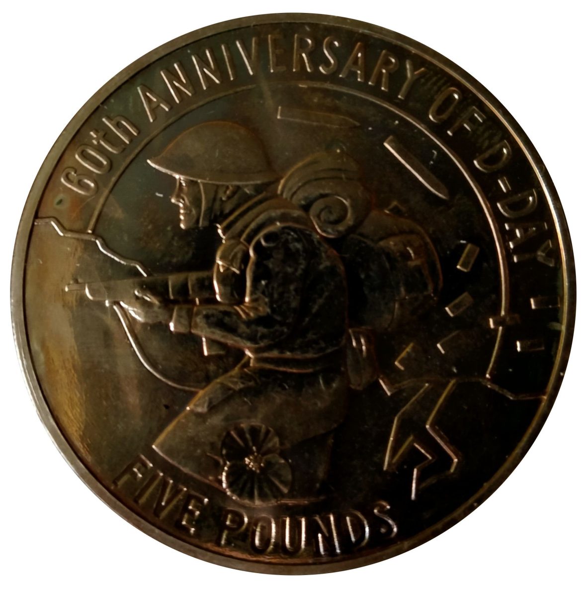 Guernsey 5 Pounds - Elizabeth II 60th anniversary of D-Day