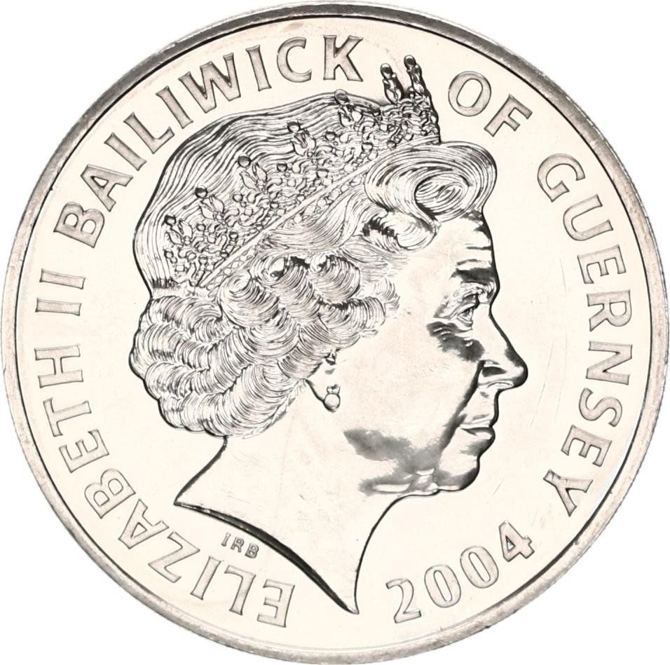 Guernsey 5 Pound - Elizabeth II Train Spotter obverse