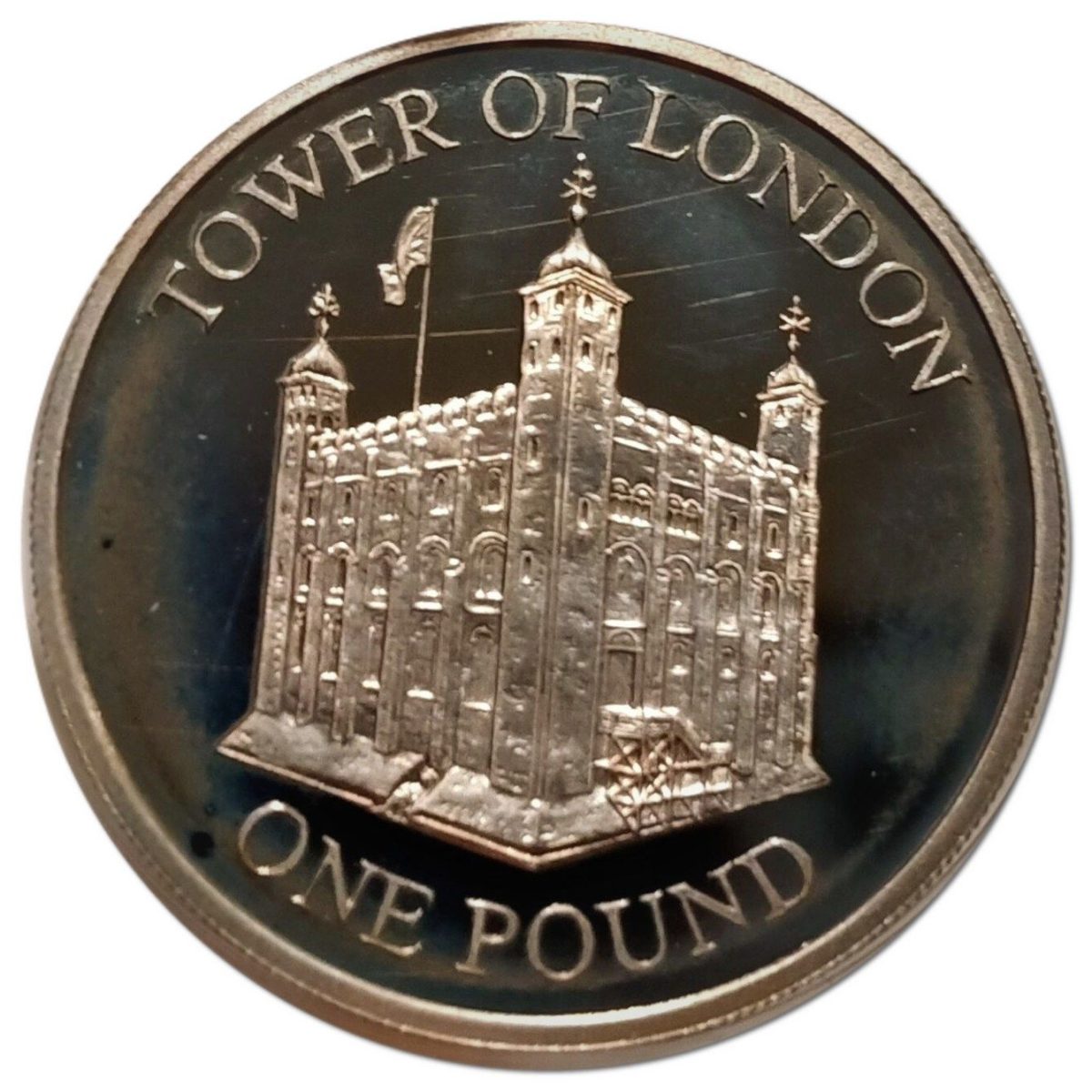 Guernsey 1 Pound - Elizabeth II Tower of London - Silver