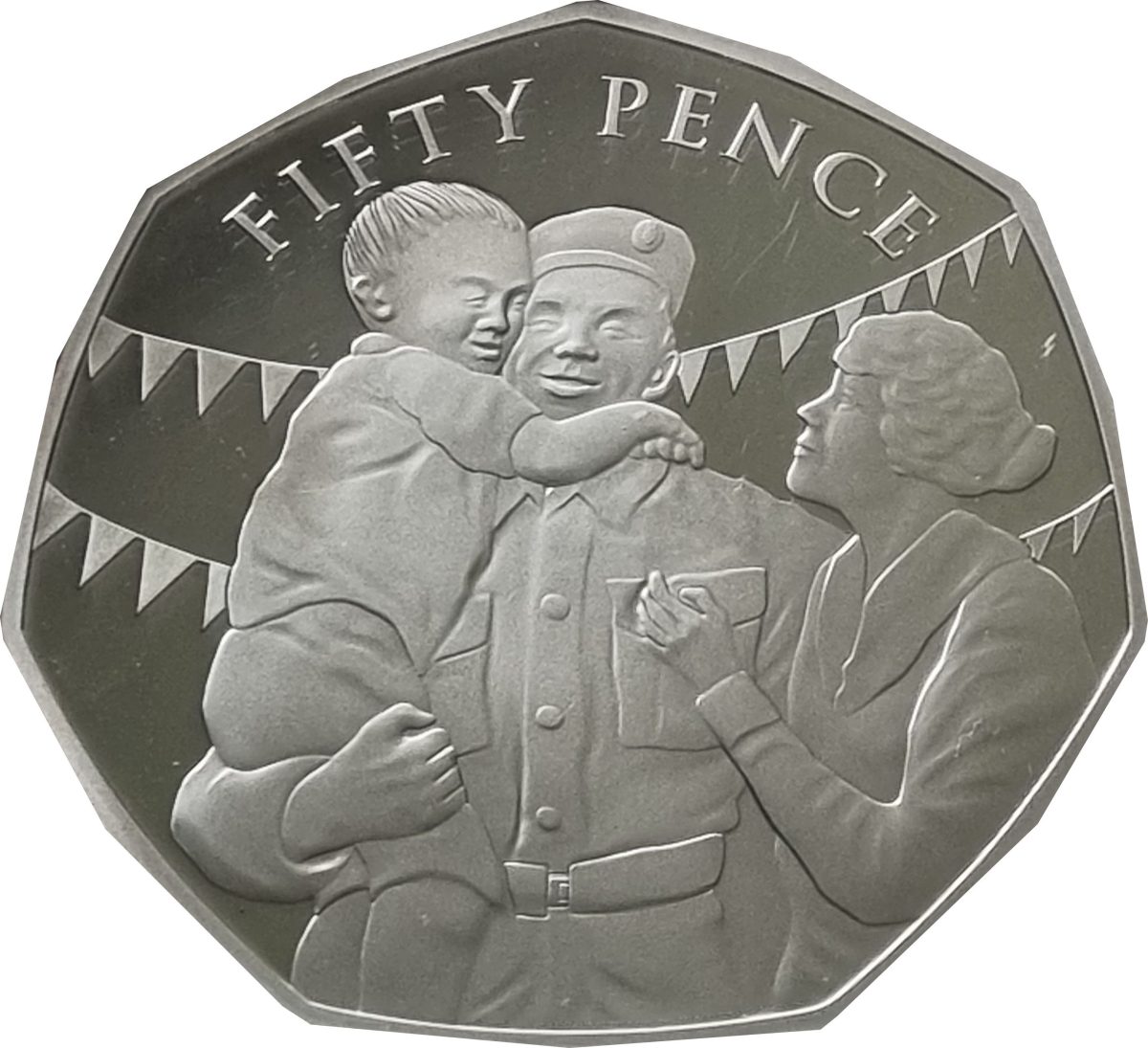 Isle of Man 50 pence - Elizabeth II VE Day reverse
