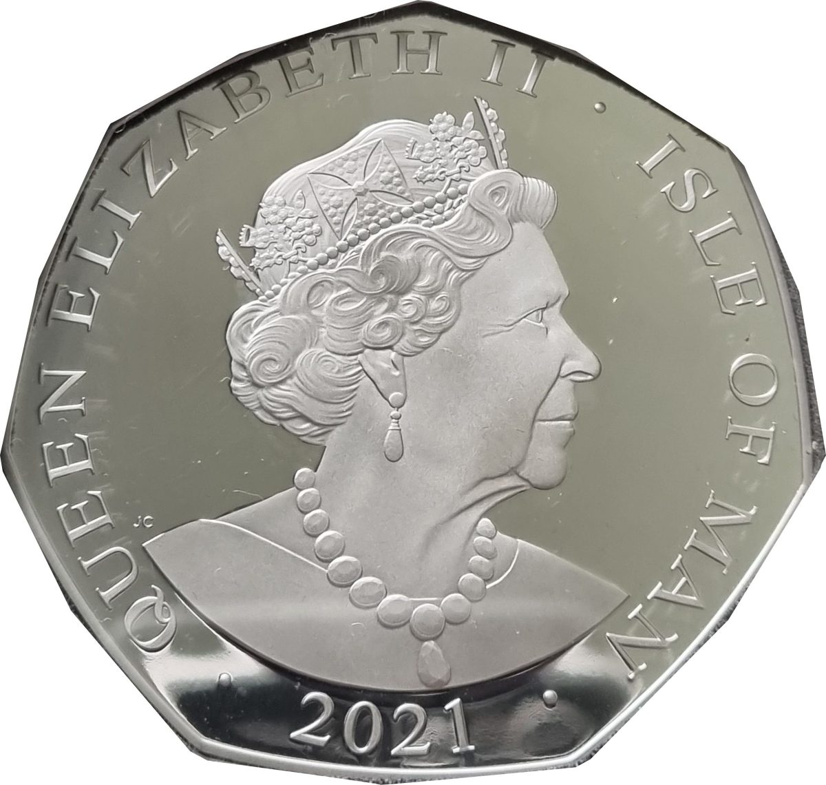 Isle of Man 50 Pence - Elizabeth II 95th Birthday - Bust from 1950; big diameter obverse