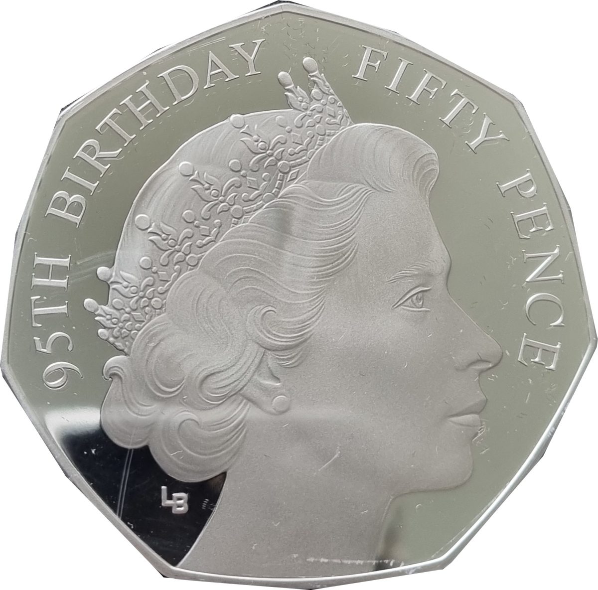 Isle of Man 50 Pence - Elizabeth II 95th Birthday - Bust from 1950; big diameter