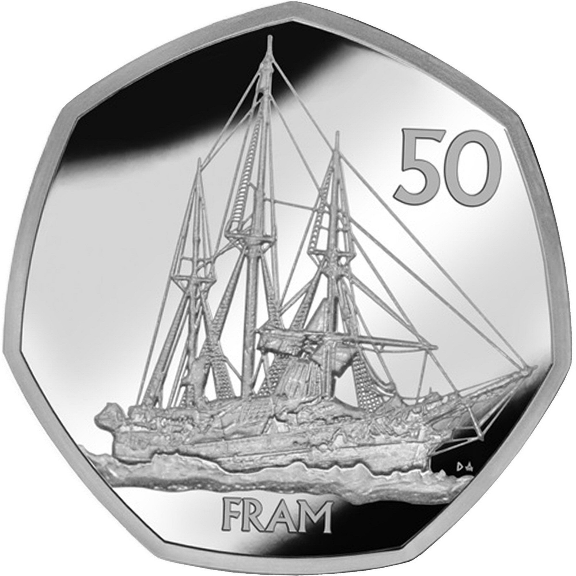 British Antarctic Territory 50 Pence - Elizabeth II Fram reverse