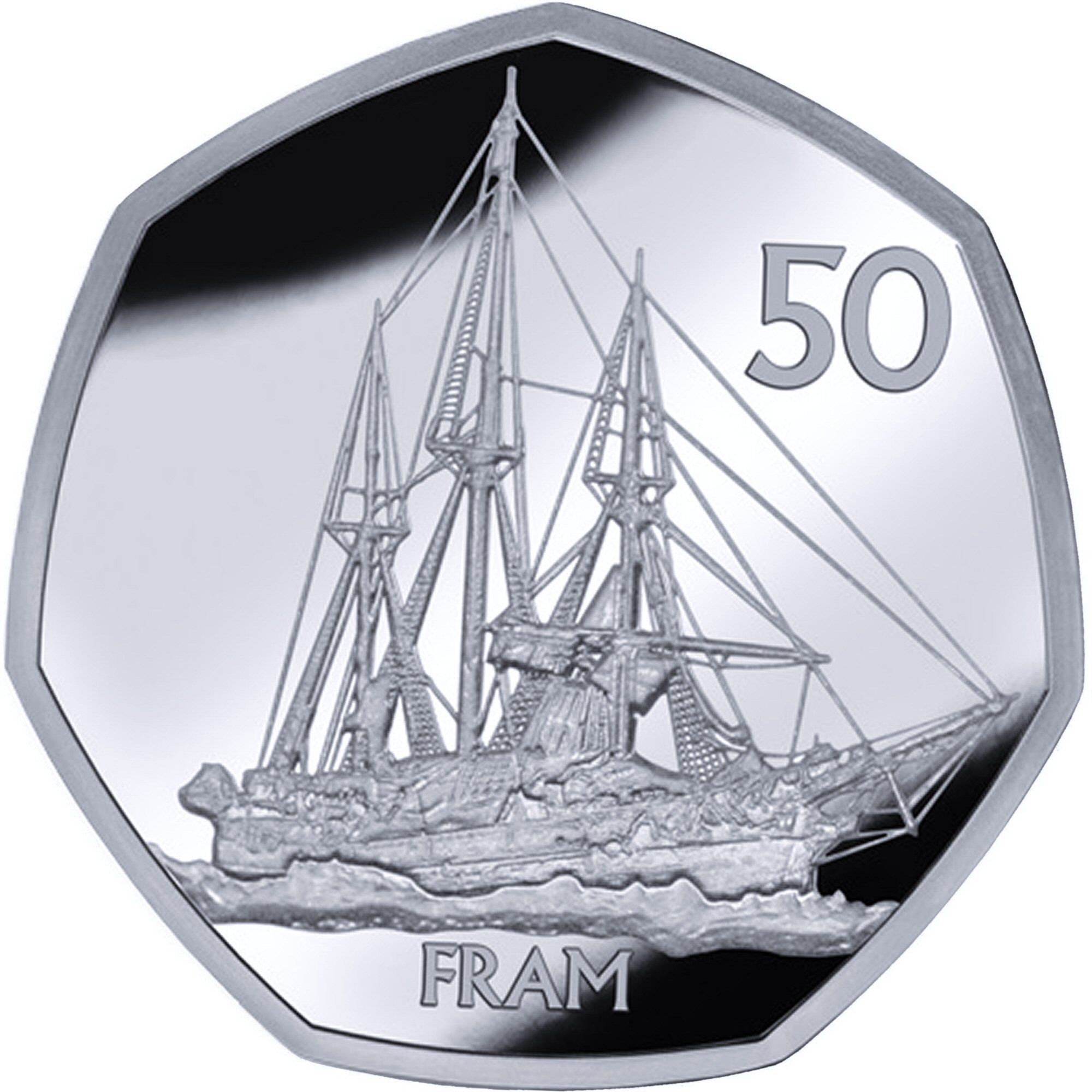 British Antarctic Territory 50 Pence - Elizabeth II Fram; Silver