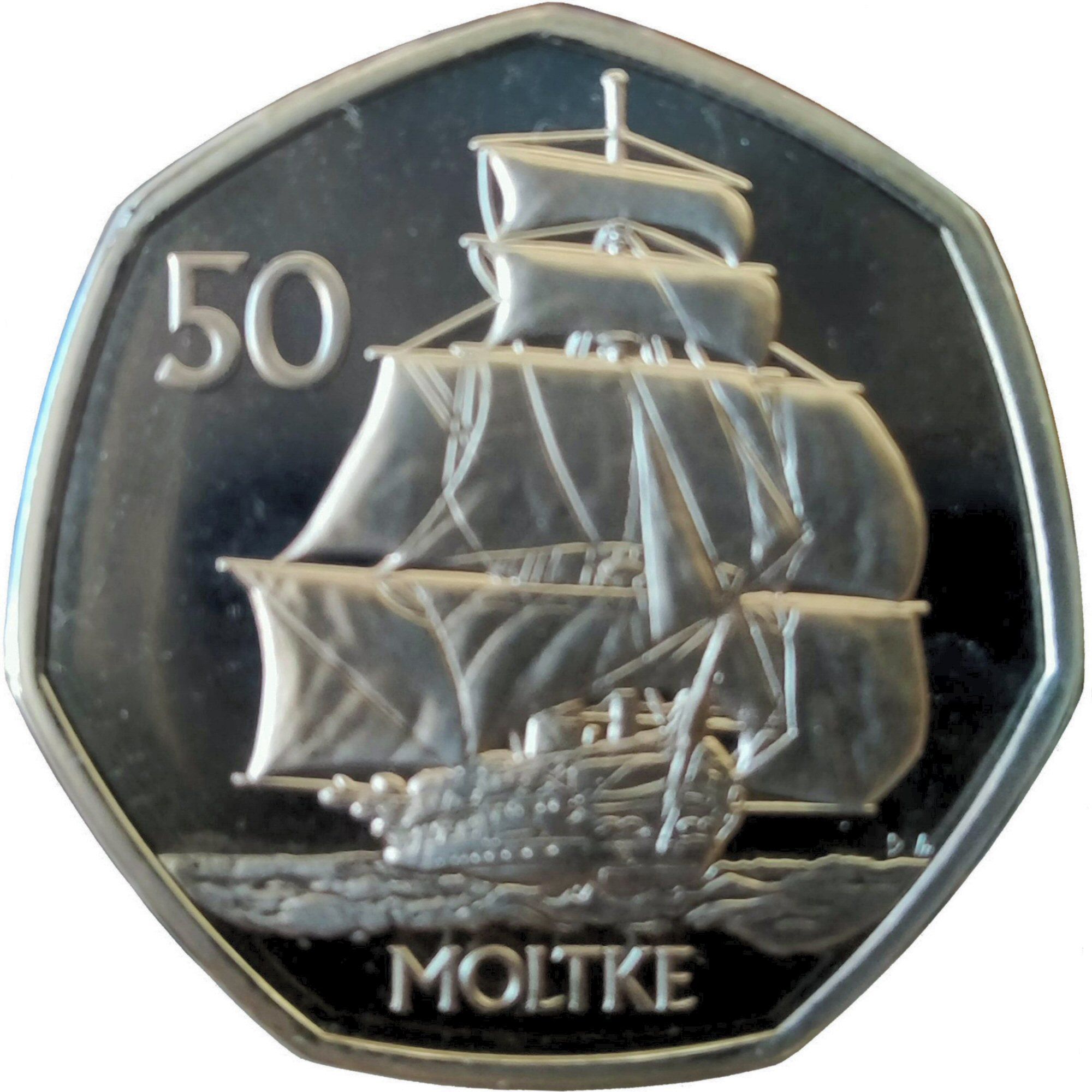 South Georgia and the South Sandwich Islands 50 Pence - Elizabeth II Moltke reverse