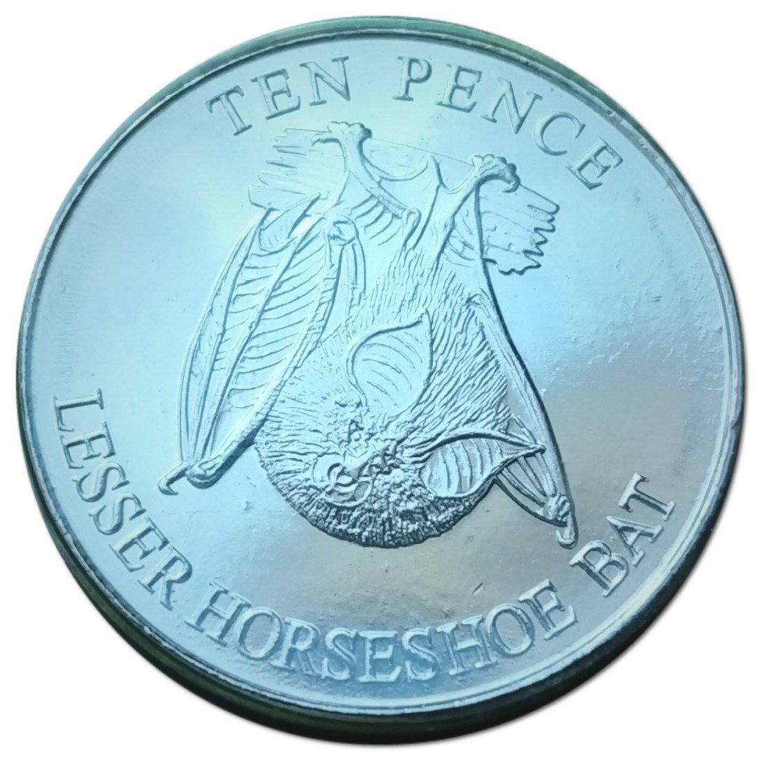 Guernsey 10 Pence - Elizabeth II Lesser Horseshoe Bat reverse