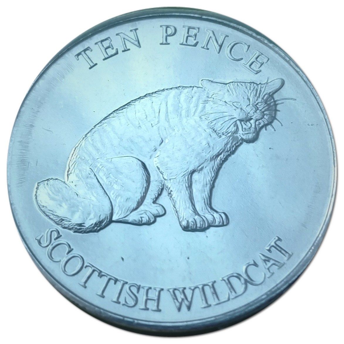 Guernsey 10 Pence - Elizabeth II Scottish Wildcat reverse