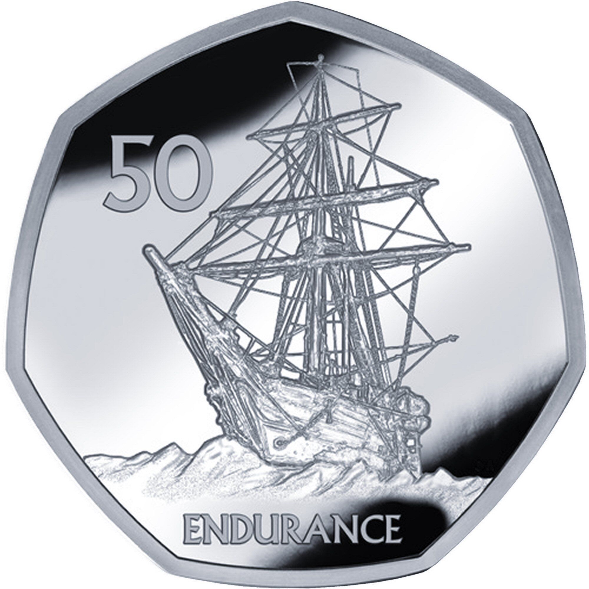 British Antarctic Territory 50 Pence - Elizabeth II Endurance; Silver