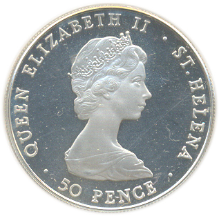 Saint Helena 50 Pence - Elizabeth II Royal Visit; Silver Proof Issue obverse