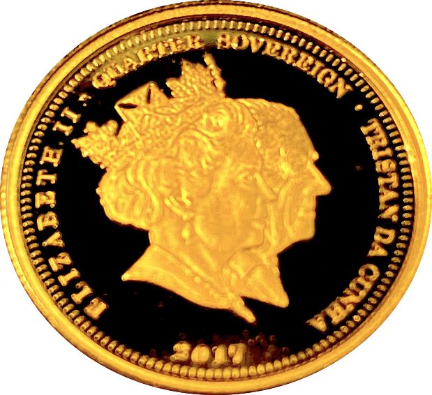 Tristan da Cunha ¼ Sovereign - Elizabeth II Platinum Wedding Anniversary obverse