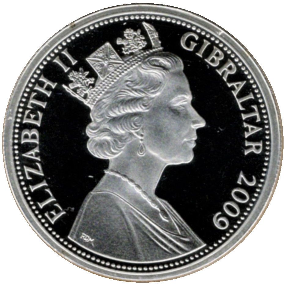 Gibraltar 5 Pounds - Elizabeth II Battle of Waterloo obverse