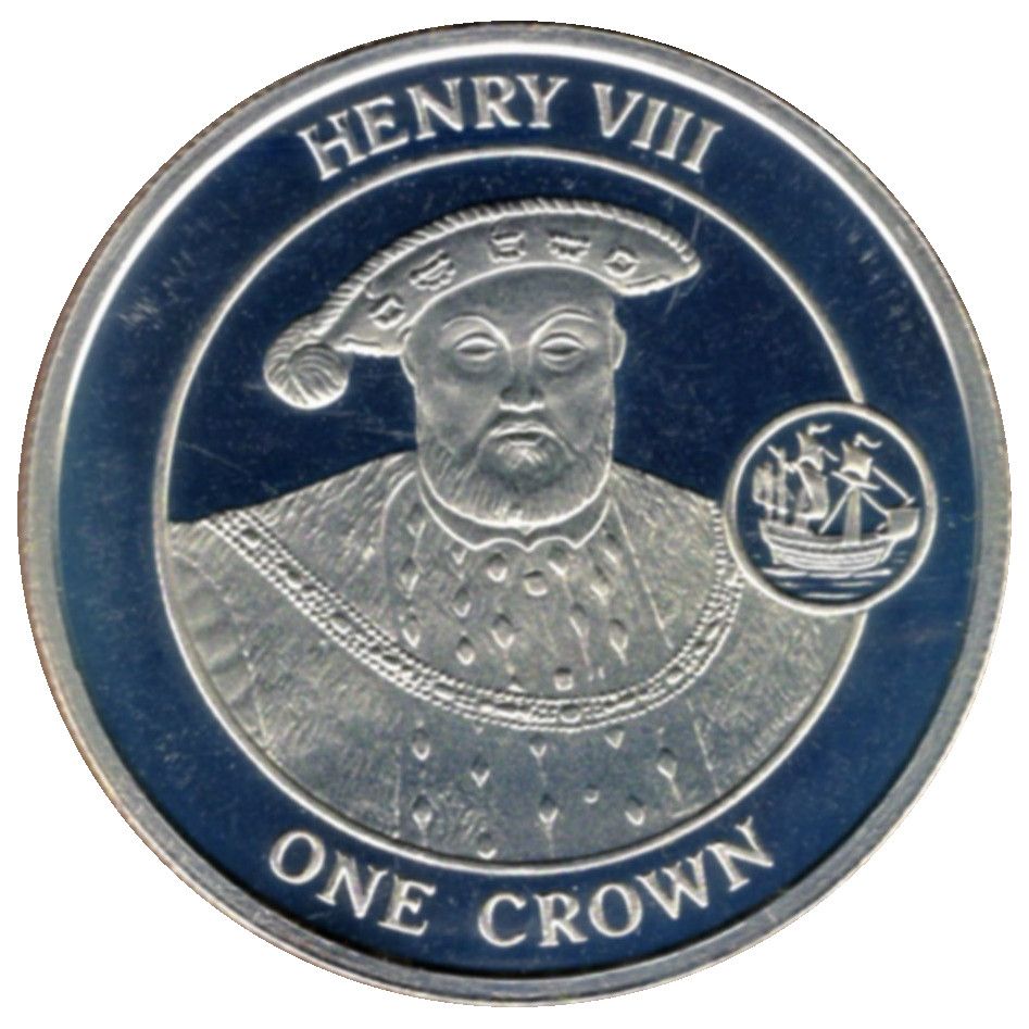 Gibraltar 1 Crown - Elizabeth II Henry VIII; Silver plated reverse
