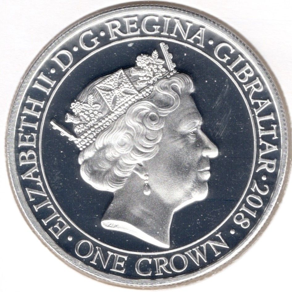 Gibraltar 1 Crown - Elizabeth II WWI - The Bomber Will Always Get Through obverse