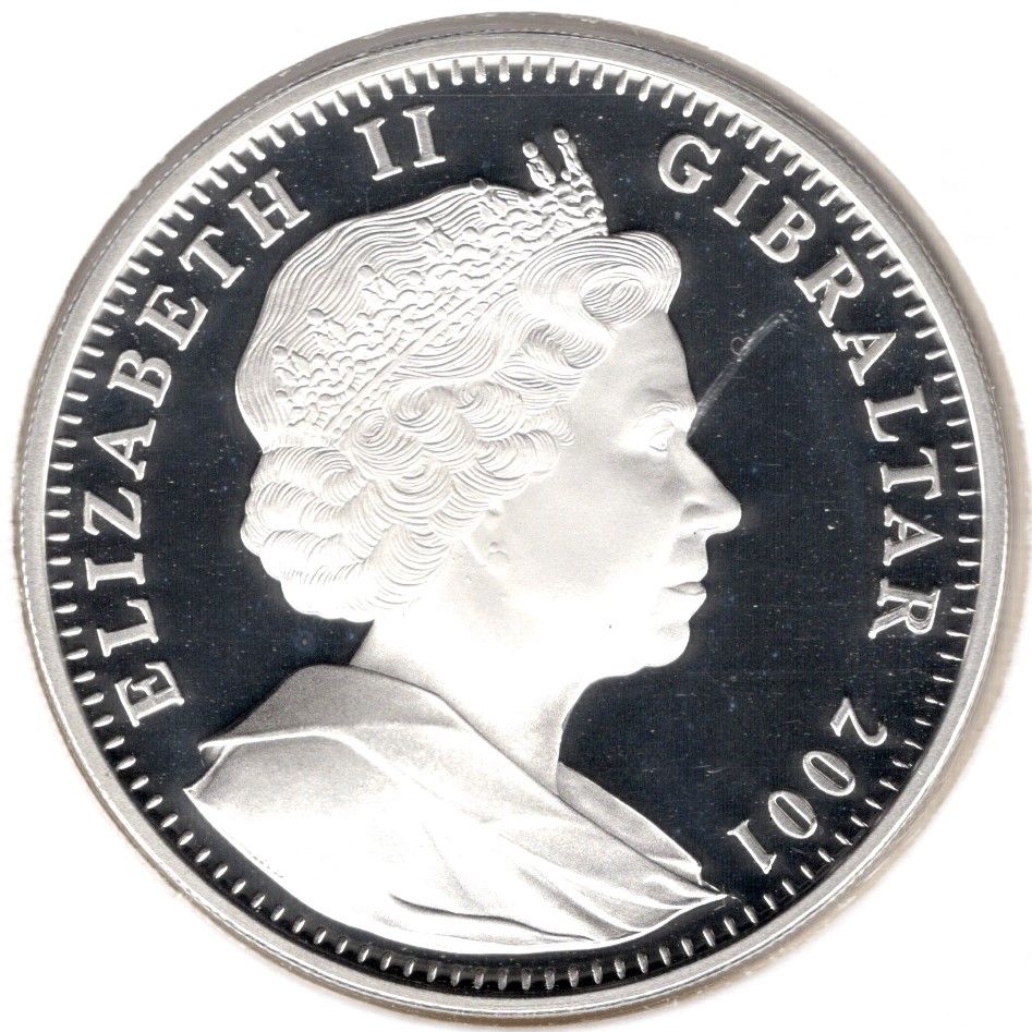 Gibraltar 1 Crown - Elizabeth II 75th Birthday Queen Elizabeth II; Silver proof obverse