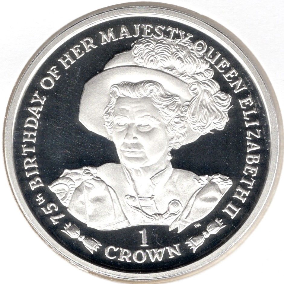 Gibraltar 1 Crown - Elizabeth II 75th Birthday Queen Elizabeth II; Silver proof