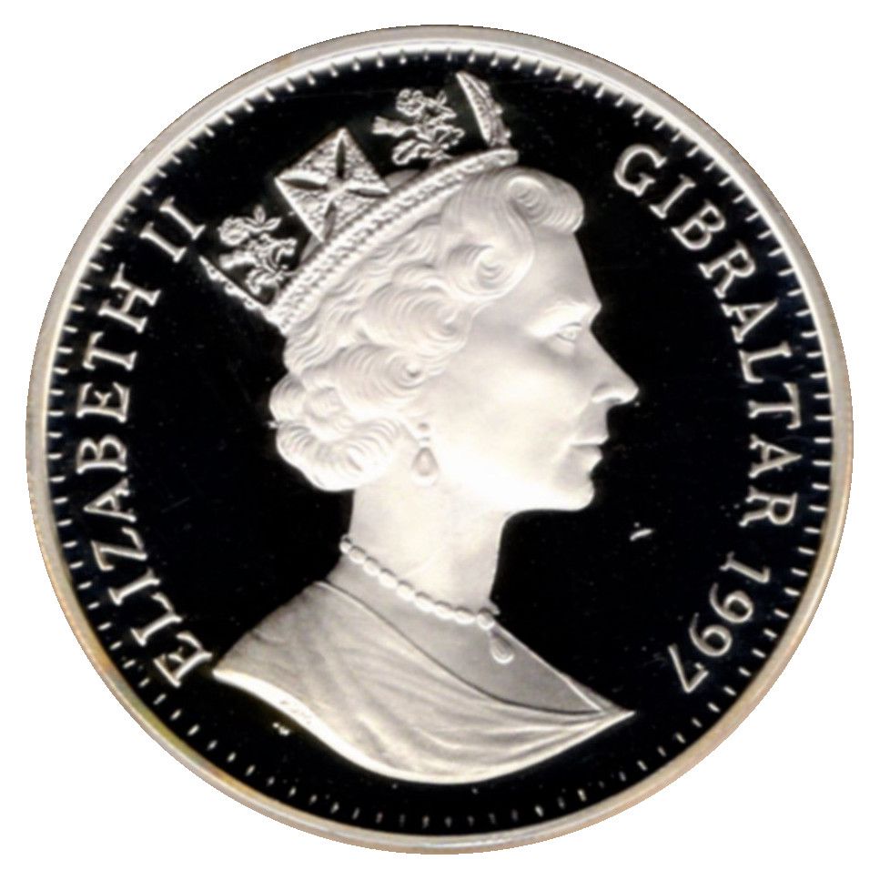 Gibraltar 1 Crown - Elizabeth II Cleopatra; Silver proof obverse