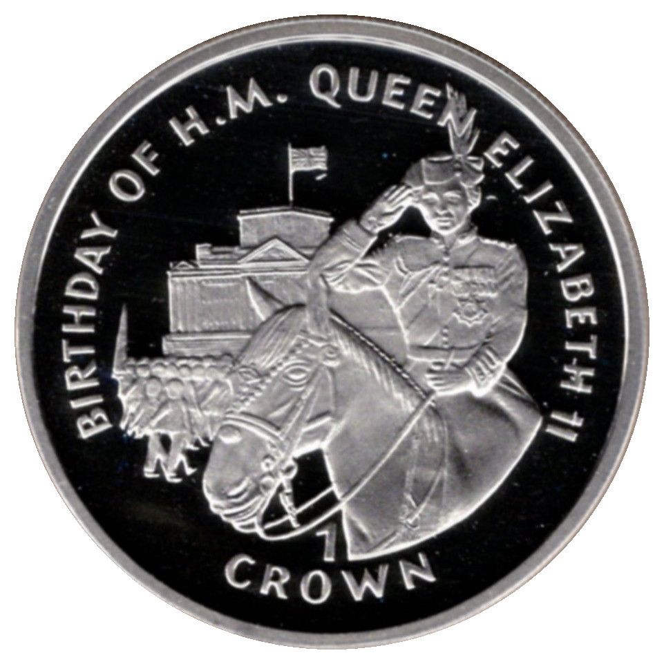 Gibraltar 1 Crown - Elizabeth II Trooping the Colour; Silver Proof reverse
