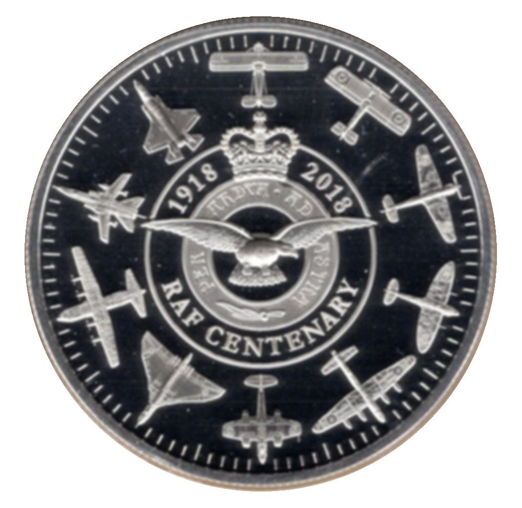 Isle of Man 5 Pounds - Elizabeth II 100 Years Royal Air Force