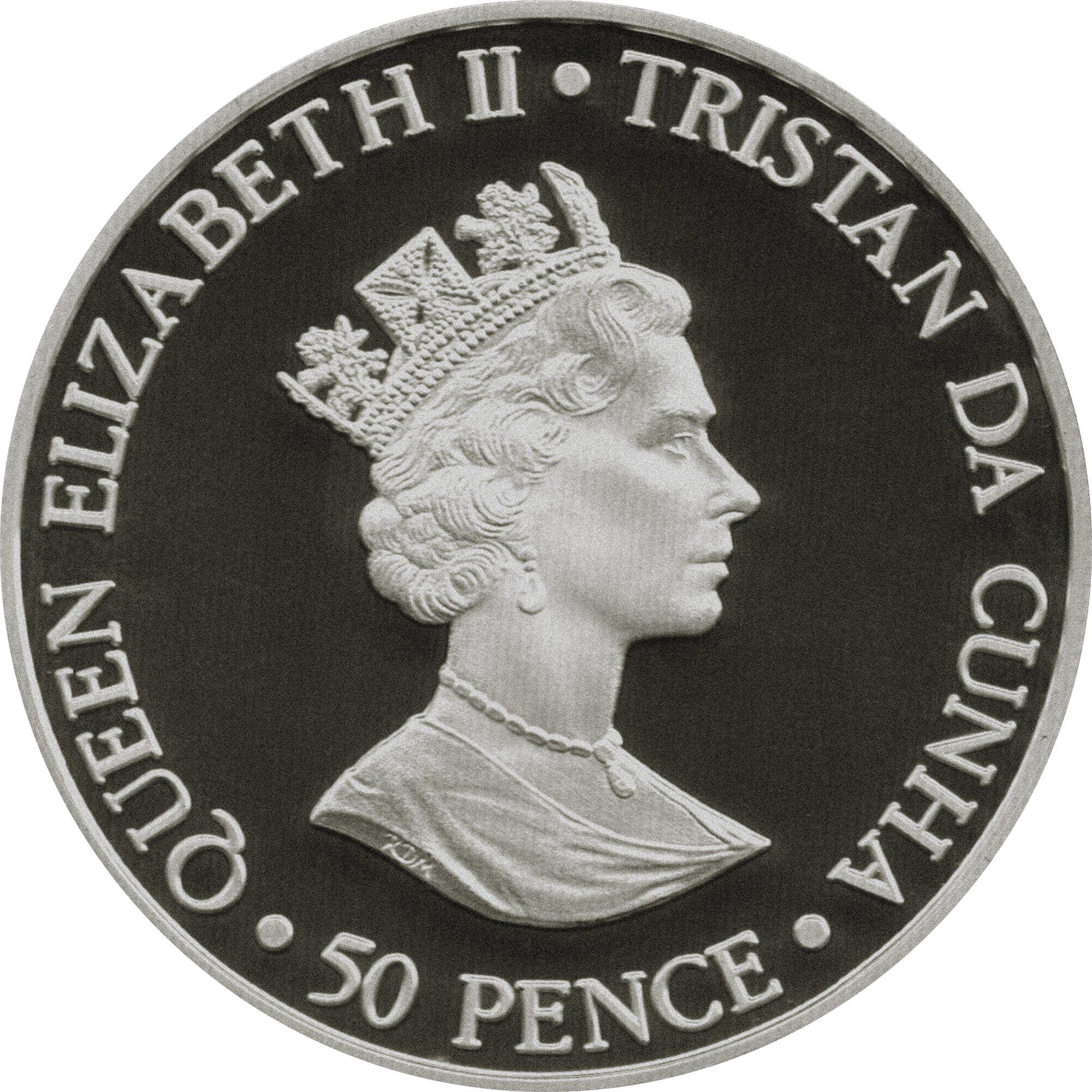 Tristan da Cunha 50 Pence - Elizabeth II Queen Mother obverse