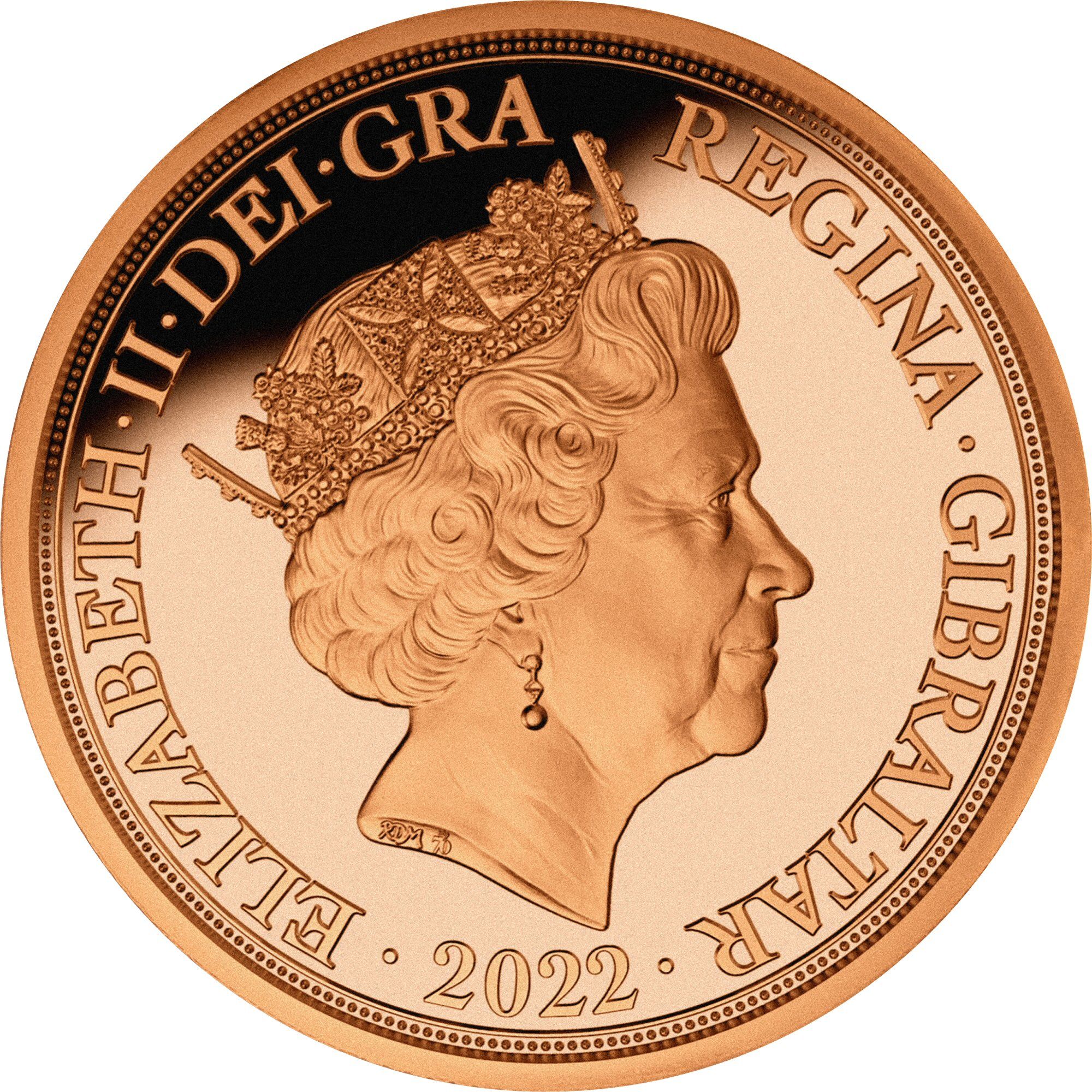 Gibraltar ¼ Sovereign - Elizabeth II Saving the Princess obverse