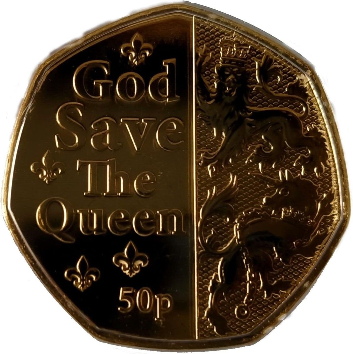 Isle of Man 50 Pence - Elizabeth II Platinum Jubilee - God Save the Queen; Gold plated
