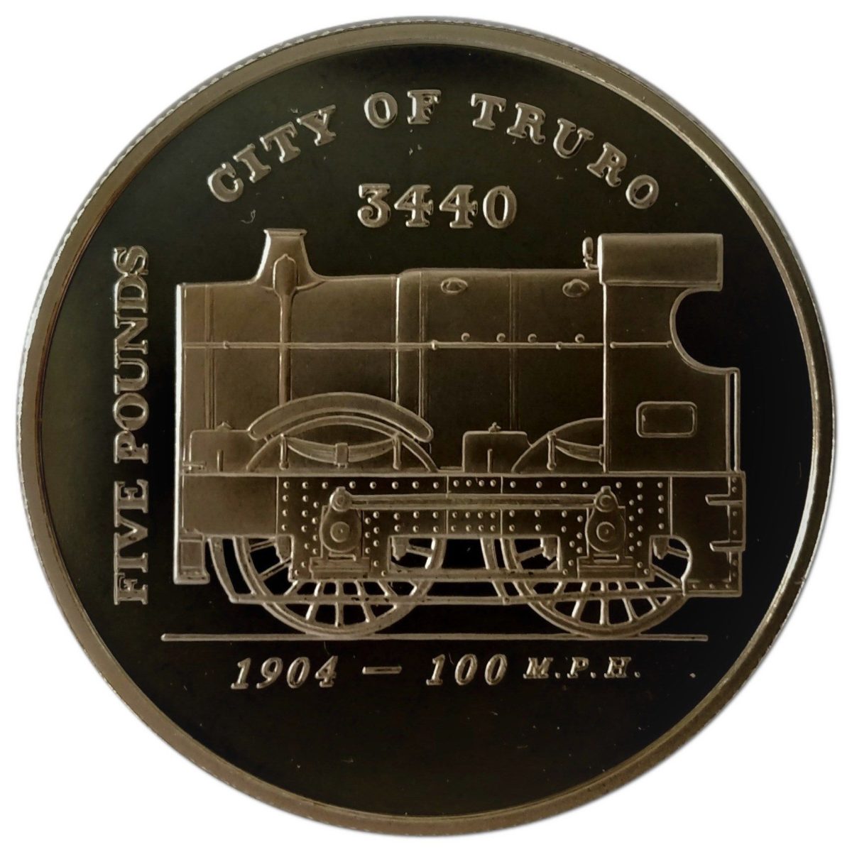 Guernsey 5 Pounds - Elizabeth II City of Truro; Silver Proof reverse