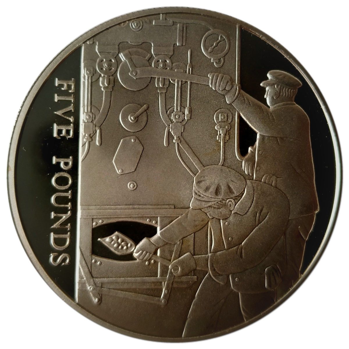 Jersey 5 Pounds - Elizabeth II Driver and Fireman; Silver Proof reverse