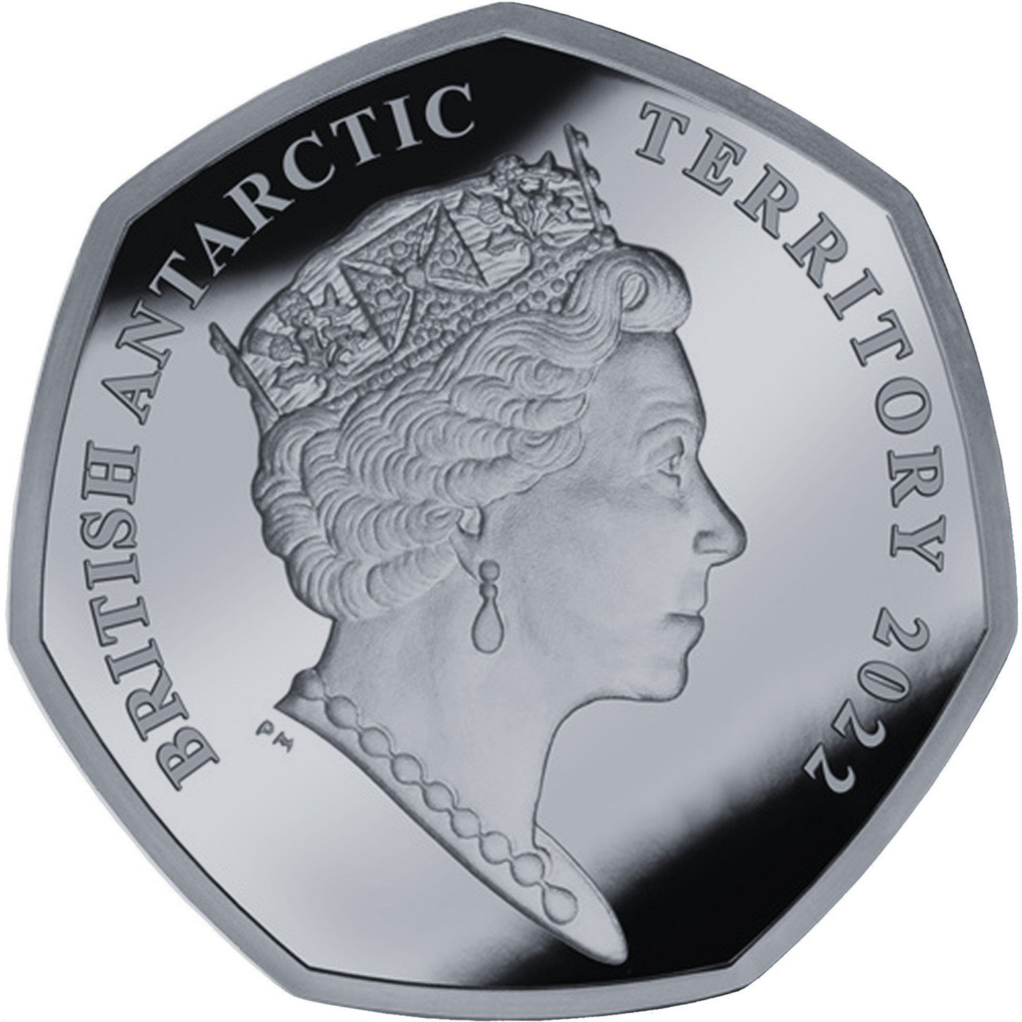 British Antarctic Territory 50 Pence - Elizabeth II Platinum Jubilee; Silver obverse