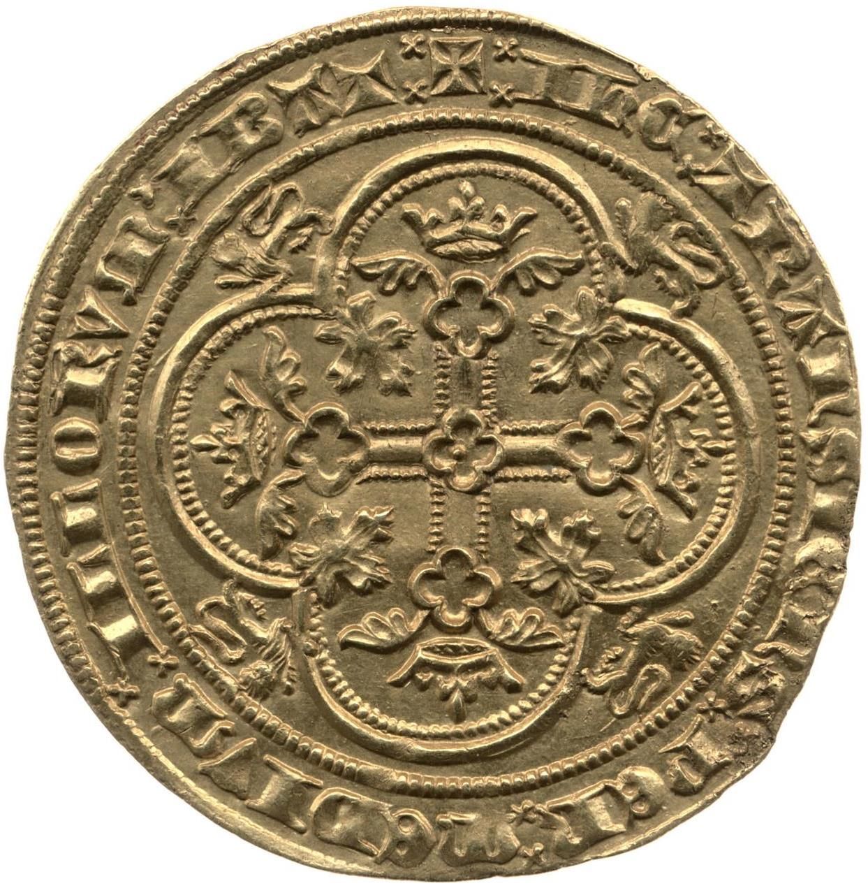 1 Double-florin - Edward III 3rd coinage; 1st period reverse