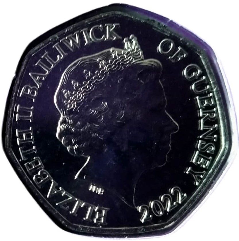 Guernsey 50 Pence - Elizabeth II Defender of the Faith obverse