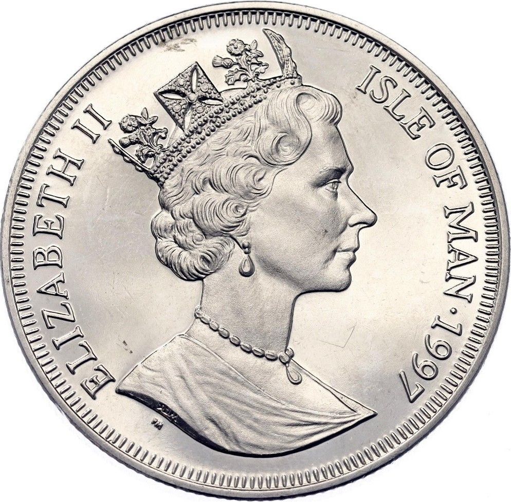 Isle of Man 1 Crown - Elizabeth II Long-Haired Smoke Cat obverse